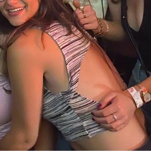 Urban Outfitters Renewal Vintage purple striped gradient crop tank top open back